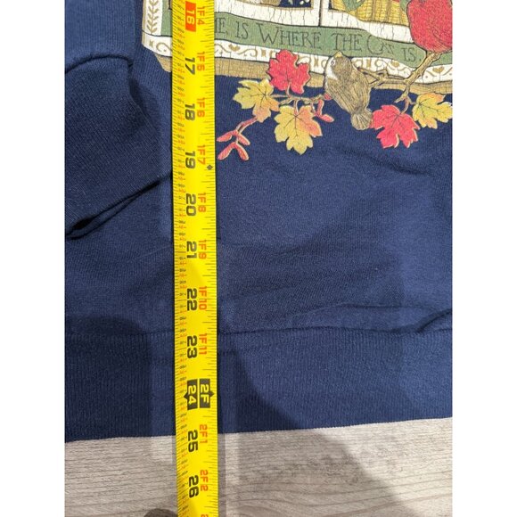 Vintage 90s Morning Sun Autumn Home is where the Cat is Sweatshirt Size Medium - Picture 6 of 9